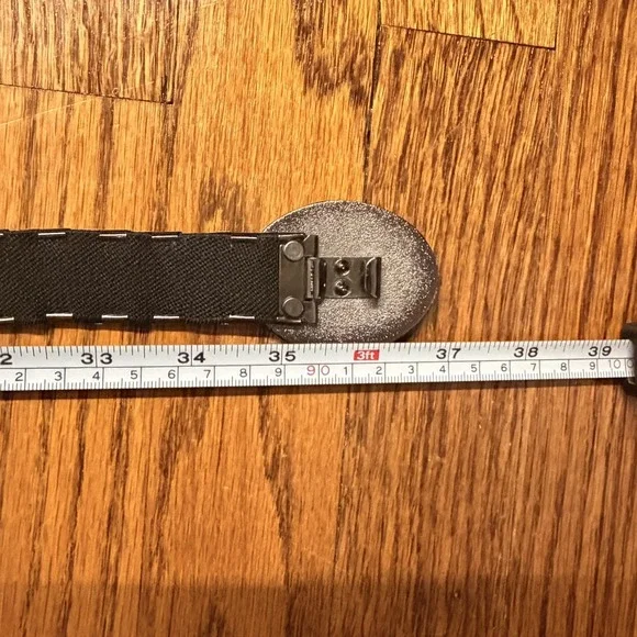 Womens Hammered Metal Stretch Belt Rhinestone Buckle Size M/L - Picture 7 of 7